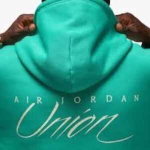 Air Jordan Union teal blue Green Hoodie L pullover sweatshirt L